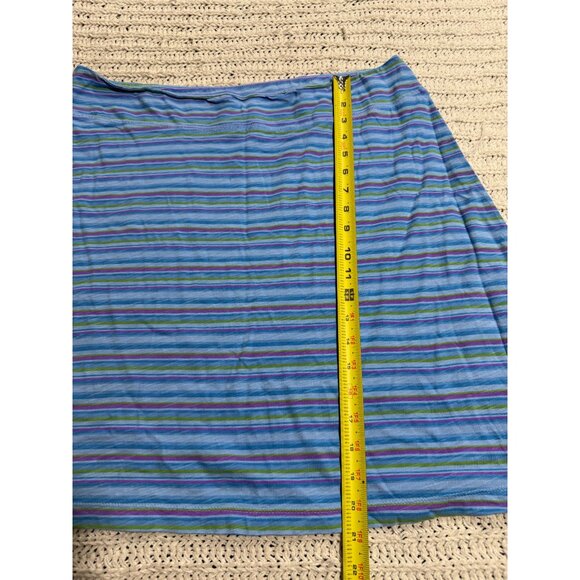 Fresh Produce Pull On Skirt Striped Cotton Knee Length Womens Sz XL USA Blue - Picture 3 of 7